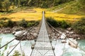 Rope hanging suspension bridge in Nepal Royalty Free Stock Photo