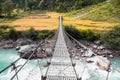 Rope hanging suspension bridge in Nepal Royalty Free Stock Photo