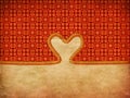 Rope heart on decorative paper Royalty Free Stock Photo