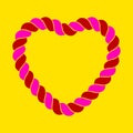 Rope heart shape in flat and isolated style.
