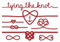Rope hearts and knots, vector set Royalty Free Stock Photo