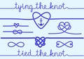 Rope hearts and knots, vector set