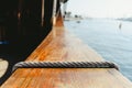 Rope holding boat railing Royalty Free Stock Photo