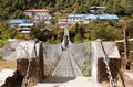 Rope hunging suspension bridge - nepal Royalty Free Stock Photo