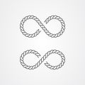 Rope icon logo design with infinity symbol shaped. vector illustration