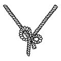 Rope icon. Vector of a cartoon rope. Hand drawn rope tied with a bow