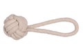 Rope isolated. Close-up of a rope knote ball. Macro. Knoted rope dog toy