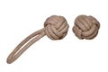 Rope isolated. Close-up of two rope knote balls. Macro. Knoted rope dog toy