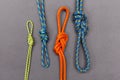 Rope knot on black background. Climbing and mountaineering sport Royalty Free Stock Photo