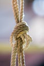 rope knot with frayed hanging in air Royalty Free Stock Photo