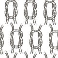 Rope knot loop or cordage, nautical theme seamless pattern Royalty Free Stock Photo