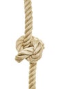 Rope knot on white background detail
