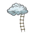 Rope ladder to cloud sketch vector illustration