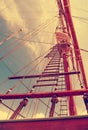 Rope ladder to the main mast of the ship