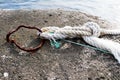 Rope, a length of strong cord made by twisting together strands of natural fibers such as hemp Royalty Free Stock Photo