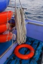 Rope, lifebuoy on sea boat Royalty Free Stock Photo