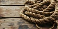 Rope lying discarded on wood floor web background Royalty Free Stock Photo