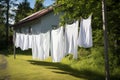 Clothes summer rope cotton white garden line laundry dry wash clean clothesline Royalty Free Stock Photo