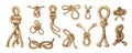 Rope nodes cartoon vector set. Cowboy marine tying loop knot illustration highlighted on white background Royalty Free Stock Photo