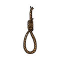 rope noose with hangman's knot, doodle vector illustration, the gallows