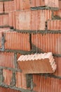 Rope plumb for even brickwork. Compliance with the correct laying of walls and corners of ceramic bricks. Bricklayer\'s tool Royalty Free Stock Photo