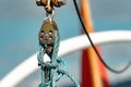 Rope and pulley rigging on a ship