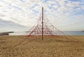 Rope pyramid playground in the beach