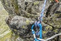 Rope in rappel device