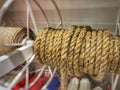 Rope roll on shelf of supermarket.