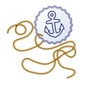 Rope and seal with naval anchor Royalty Free Stock Photo