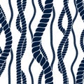 Rope seamless pattern, trendy vector wallpaper background. Navy tangled marine ropes endless design. Usable for fabric, wallpaper