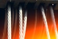 Rope sling or rope sling on the drum of a drum crane or roller winch of a crane in heavy industry. Repair crane cable Royalty Free Stock Photo