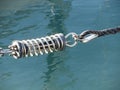 Rope sling with safety anchor shackle used in a big sail boat Royalty Free Stock Photo