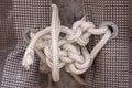 Rope with tangled knot. Royalty Free Stock Photo