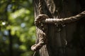 rope tied in figure eight and hangin from a tree branch