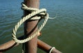 Rope tied to a marine pole