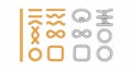 Nautical rope vector set with various shapes for decoration and design elements Royalty Free Stock Photo