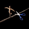 Rope walker risk. Royalty Free Stock Photo