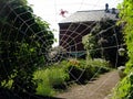 Rope web in private garden in the summer Royalty Free Stock Photo