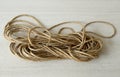 Rope on wooden table background. Royalty Free Stock Photo