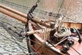 Ropes and anchor on old sailing boat Royalty Free Stock Photo