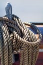 Ropes on an ancient sailing vessel Royalty Free Stock Photo