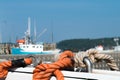 Ropes on boat in marina