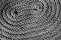 Ropes braided in bays on an ancient sailing vessel Royalty Free Stock Photo