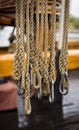 Ropes and carabiners at a vintge yacht