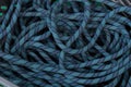 Ropes for climbing activities in vertical terrain, blue karmantel rope