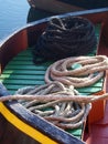 Ropes coiled on a boat