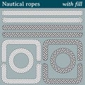 Ropes, vector brushes with fill Royalty Free Stock Photo