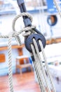 Ropes and fixing arrangements on a sailboat Royalty Free Stock Photo