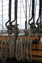 Ropes on the HMS Victory in Portsmouth harbor, Hampshire, Engla Royalty Free Stock Photo